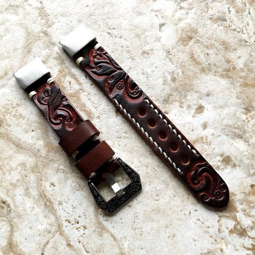 Dark brown leather band - dark,